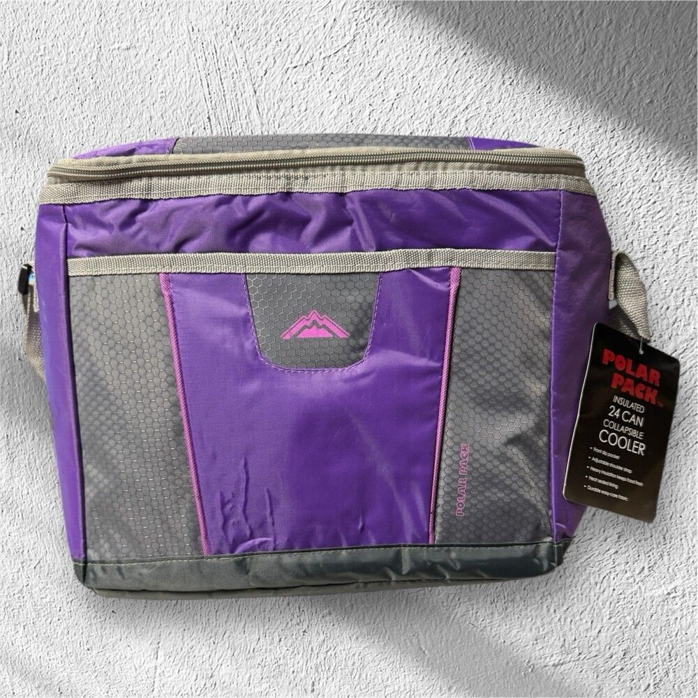 Insulated 24 can cooler bag Polar Pack Purple Gray